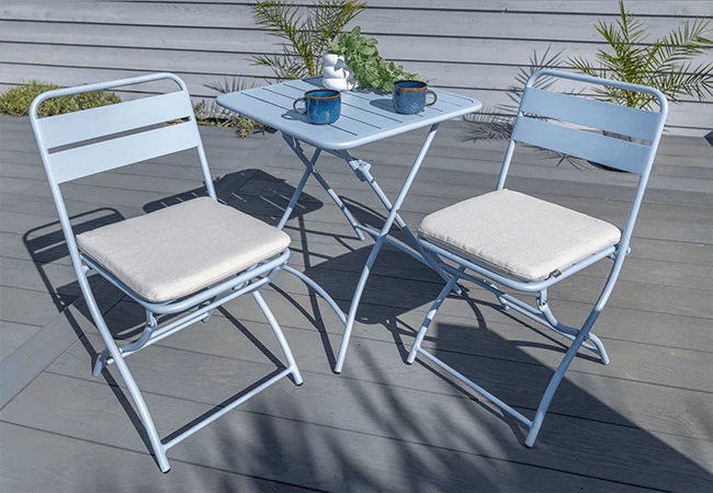 Urban Folding Bistro Set - Duck Egg Blue By Hartman - Image 2