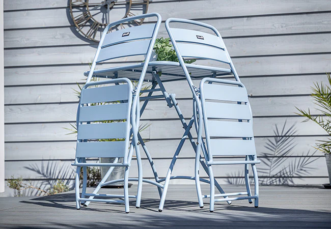 Urban Folding Bistro Set - Duck Egg Blue By Hartman - Image 3