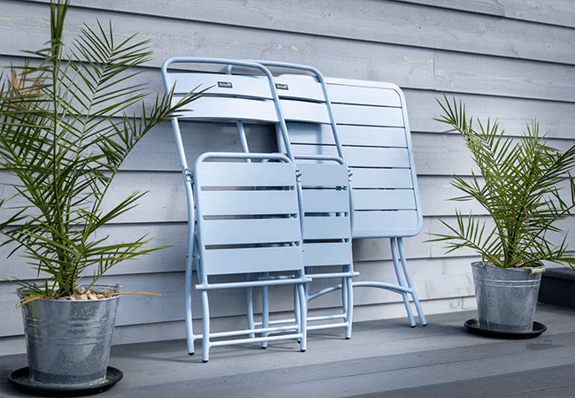 Urban Folding Bistro Set - Duck Egg Blue By Hartman - Image 4